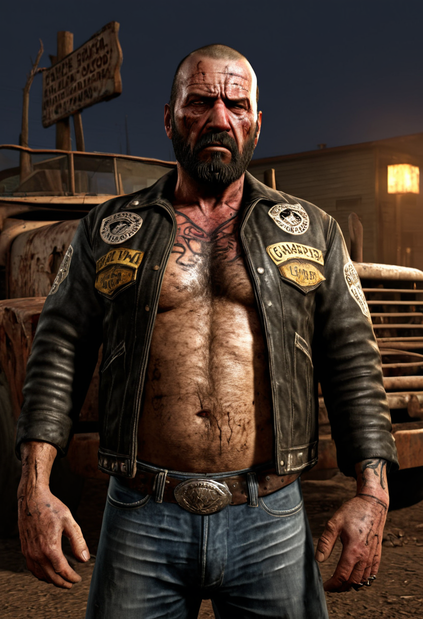 Club motero outlaw en patio industrial